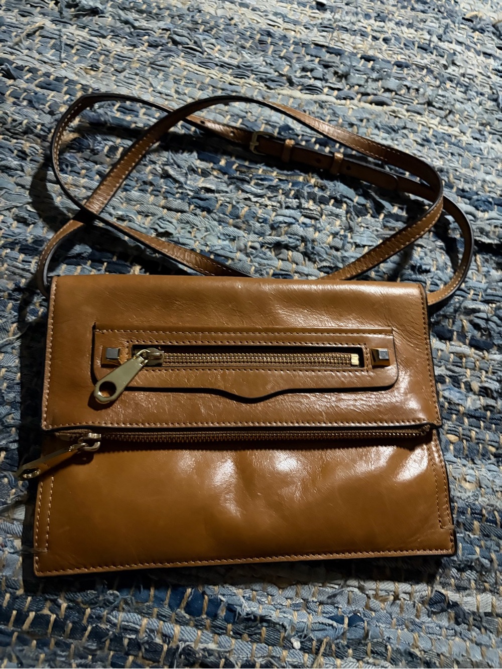 Rebecca Minkoff Women's Tan Leather Crossbody Bag - Classic Saddle Style
